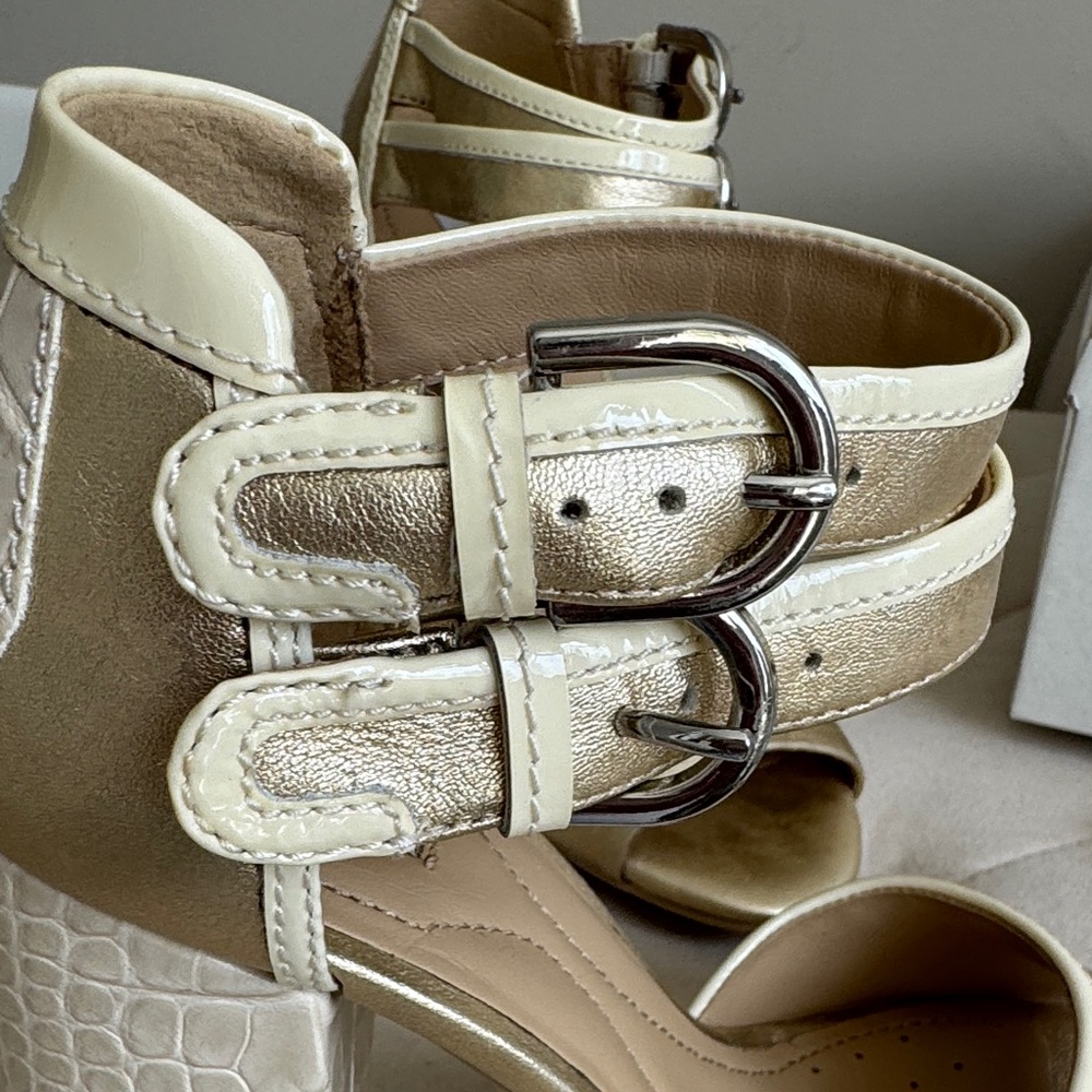 Geox Gold Women's Heels with Buckle Straps - Picture 4 of 6